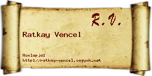 Ratkay Vencel névjegykártya